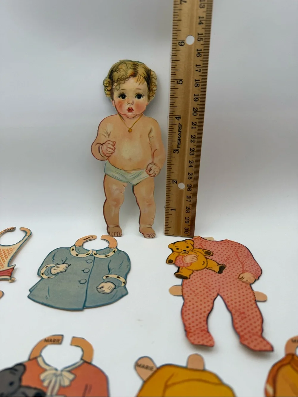 Vtg Paper Doll Baby Marie Complete Outfits Clothes Toys Lot Unbranded 1930s 40s